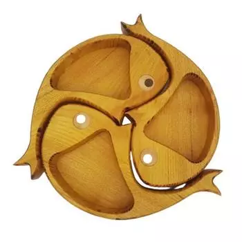 Yousheng 3 шт. Золотая рыбка закусочная тарелка деревянная головоломка золотая рыбка ореховый поднос для еды деревенская сервировочная тарелка для фруктов орехов закуски конфеты жёлтый