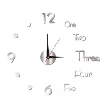 Yousheng 3D DIY Настенные часы Простая установка Работают от батареек Тихие Современные Скандинавские настенные часы для гостиной спальни серебряный
