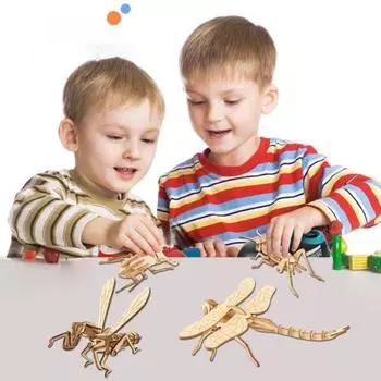 Yousheng 3D головоломка с животными, игрушка-головоломка своими руками из дерева, мини-бабочка, стрекоза, пчела, жук, сверчок, игра-головоломка для детей и взрослых, образовательная игрушка для сборки животных H