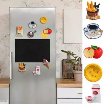 Yousheng 3D Имитация еды Магнит на холодильник Смола Мультфильм Хлеб Мороженое Рожок Кофе Молоко Фрукты Магнит на холодильник Домашний Офис Кухня Украшения