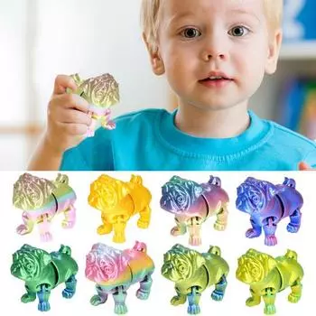 Yousheng 3D-печатная модель собаки, коллекционная игрушка-фиджет, украшение для щенка с подвижными суставами, гибкая игрушка для снятия стресса в виде мопса для стола руководителя F