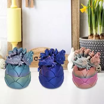 Yousheng 3D-печатное яйцо дракона, статуэтка розового дракона в коробке для яиц, настольное украшение в виде розового дракона, коллекционная игрушка в виде яйца дракона, подарок для любителей драконов