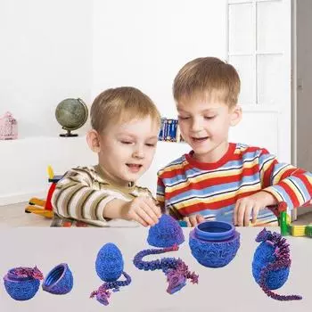 Yousheng 3D Printed Dragon Articulated Rose Dragon in Egg Collectible Ornament Stress Relief Dragon Toy with Moveable Joints for Desk Shelf Decor