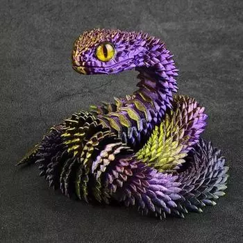 Yousheng 3D печатная игрушка змея шарнирное украшение змея коллекционная гибкая поддельная игрушка змея для украшения домашнего офиса стола