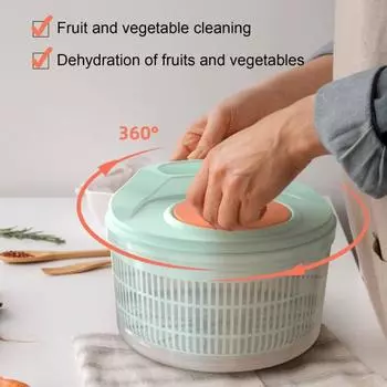 Yousheng 3L Салатная центрифуга сливная корзина с дренажными отверстиями пищевая без BPA легко моется вращающаяся сушилка для салата кухонный инструмент светло-зеленый