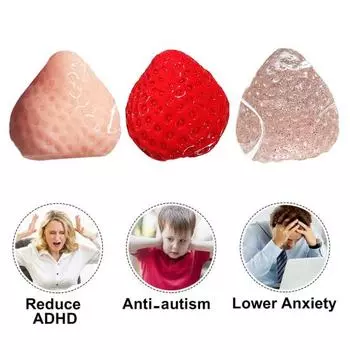 Yousheng 3Pcs Strawberry Squeeze Toys Eco-friendly No Odor Realistic Looking Portable Funny Novelty Handmade Strawberry Fidget Toys 3pcs