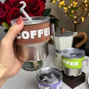 Yousheng 400 мл кофейная чашка термокружка из нержавеющей стали портативная герметичная изолированная чашка с эластичным рукавом для домашнего офиса автомобиля зелёный