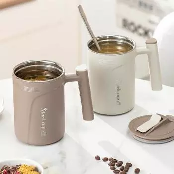 Yousheng 480 мл изолированная чашка из нержавеющей стали, кофейная кружка, легкая портативная чашка для чая с длинной ручкой, товары для дома и офиса with Frame жёлтый