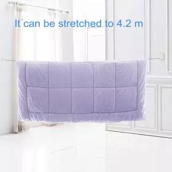 Yousheng 4.2M настенная выдвижная бельевая веревка регулируемая втягивающаяся прочная нержавеющая стальная проволока для сушки белья в помещении и на открытом воздухе белый