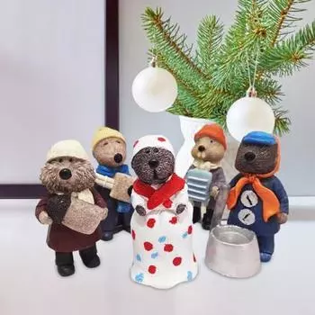 Yousheng 4/5 шт., фигурка маленькой мышки, мультяшная статуэтка выдры, скульптура животного из смолы, домашний офис, книжная полка, украшение для рабочего стола, орнамент 4pcs