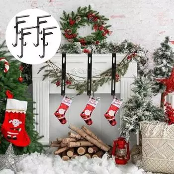 Yousheng 4/6/8 шт., держатель для рождественских чулок, 2-в-1, регулируемая вешалка для камина, гирлянда, чулки без сверления, металлические крючки, украшение для камина 4pcs