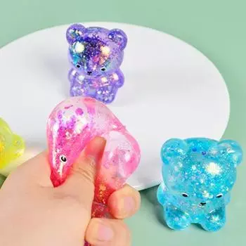 Yousheng 4/8 шт., игрушечные медведи, мини-фигурки медведей с блестками, сжимаемый мяч, игрушка для пальцев, сенсорная игрушка для снятия стресса для детей и взрослых 4pcs
