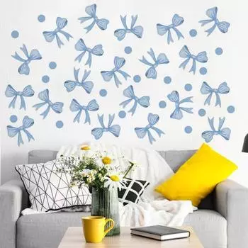 Yousheng 4 листа наклеек-бабочек синие/розовые наклейки на стену с бантом отклеивающиеся и приклеивающиеся наклейки на стену для детской спальни детской комнаты розовый
