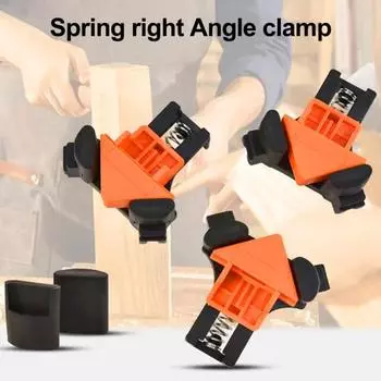 Yousheng 4 шт. 90-градусные угловые зажимы для деревообработки, регулируемый подпружиненный зажим, фиксатор, инструмент для столярных работ, сварки, изготовления шкафов оранжевый