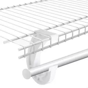 Yousheng 4 шт. крючки для крепления штанги для подвесного шкафа, простая установка с помощью защелок, регулируемый держатель штанги для полок в шкафу, прочные кронштейны J-образной формы для шкафа белый