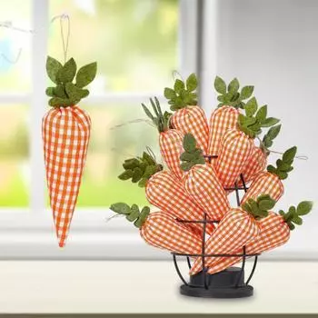Yousheng 4 шт. пасхальные украшения в виде моркови, искусственные мини-клетчатые тканевые морковки, пасхальные елочные подвесные украшения для весенней домашней вечеринки, поделки своими руками Carrot Set