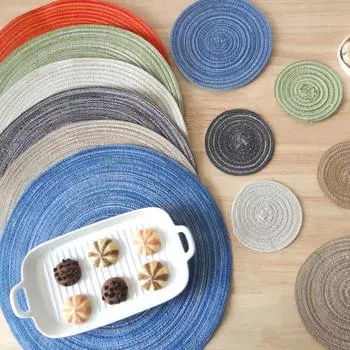 Yousheng 4 шт. подставка под тарелку круглая прозрачная текстура хлопок чашка для чая кофе подставка под чашку для кухни красный