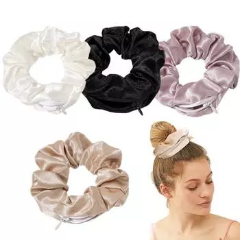 Yousheng 4 шт. резинки для волос со скрытым карманом большая резинка для волос для женщин и девочек ребристая текстура эластичная повязка на голову 4pcs