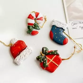 Yousheng 4 шт. рождественское украшение рождественская елка колокольчик чулок дизайн винтажный с шнурком создать атмосферу подвесной кулон C