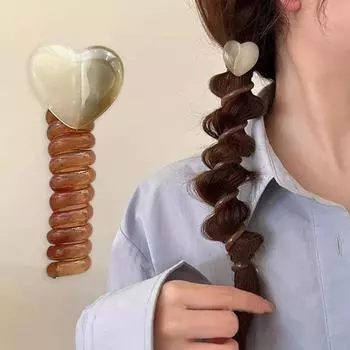 Yousheng 4 шт. телефонные провода резинки для волос в форме сердца спиральные резинки для волос веревка эластичный плетеный телефонный шнур повязки на голову для девочек и женщин 4pcs