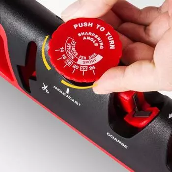 Yousheng 4-в-1 регулируемая точилка для ножниц, ручная кухонная точилка с 6 углами заточки, вольфрамовые алмазные керамические ножницы красный