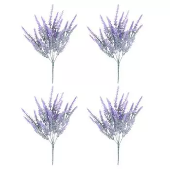 Yousheng 4Pcs Artificial Lavender 5 Fork UV Resistant Fake Plastic Flower Home Wedding Party Table Centerpiece Indoor Outdoor Faux Bloom Decoration фиолетовый