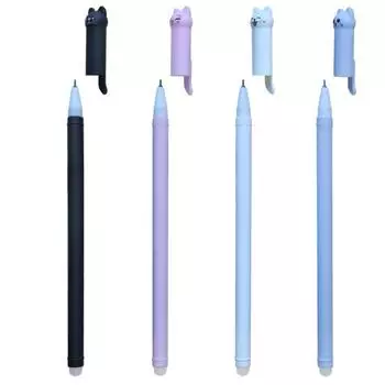 Yousheng 4Pcs Erasable Pens Cartoon Cat Shape Rich Ink Capacity 0.5mm Nib Home Office Gel Pens Home Office School Supplies 4pcs синий