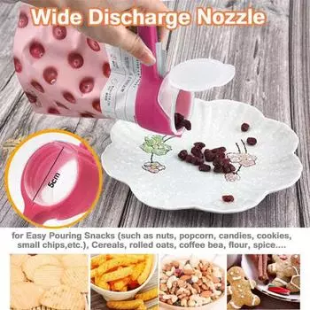 Yousheng 4Pcs Seal Pour Bag Clip Set Air-Tight Food Storage Clips with Pour Spout Durable Plastic Snack Clips Moisture-Proof Sealing Clip Kit фиолетовый