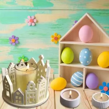 Yousheng 4Pcs Silicone Mold House Set Литейные формы для эпоксидной смолы восковая штукатурка пасхальный кролик велосипед дерево подсвечник DIY поделки подарки Sets