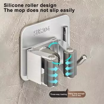 Держатель для швабры и метлы Yousheng из нержавеющей стали, 4 шт., грузоподъемность 10 кг, прочная ручка, простая установка, прочный настенный органайзер для сада чёрный