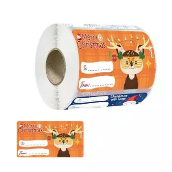 Yousheng 500 шт. Рождественские подарочные бирки, наклейки для рождественских подарков, самоклеящаяся упаковочная бумага со снеговиком, подарочная бирка для украшения подарочного пакета 500pcs