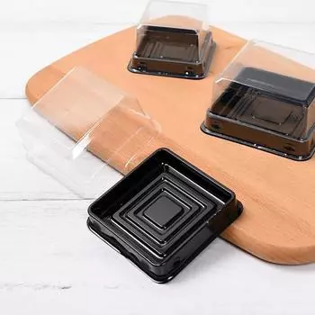 Yousheng 50 Set Cake Box Красивый внешний вид одноразовый пластиковый прозрачный квадратный контейнер для лунного торта для выпечки чёрный