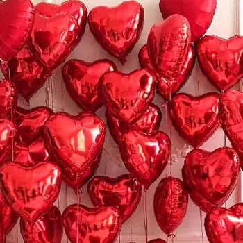 Yousheng 50 шт. Красные воздушные шары в форме сердца из алюминиевой фольги, воздушные шары в форме сердца для украшения Дня святого Валентина, свадьбы, помолвки, годовщины, вечеринки красный