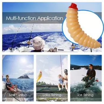 Yousheng 50 шт./пакет, мягкие приманки, имитация красного ротого мучного червя, личинка, рыболовная мягкая приманка, рыболовные снасти жёлтый