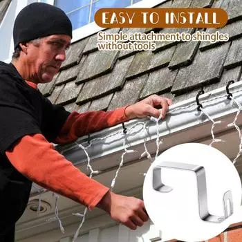 Yousheng 50 шт. рождественские крючки для водосточных желобов, устойчивые к коррозии, наружные зажимы для освещения, устойчивые к атмосферным воздействиям, крючки для вешалок для водосточных желобов 50pcs