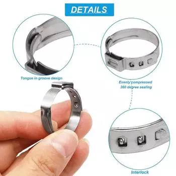 Yousheng 50 шт. зажимных колец, нержавеющие, устойчивые к коррозии, широко используемые одноушные хомуты для шлангов, обжимные кольца из нержавеющей стали PEX S