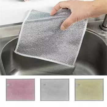 Yousheng 5/10/20 шт. проволочные тряпки для мытья посуды, влажная и сухая многоразовая многоразовая тряпка для мытья посуды, не царапающая проволочная тряпка для мытья посуды 5pcs серебряный