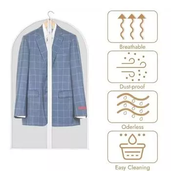 Yousheng 5/10 шт., чехлы для одежды с застежкой-молнией, полупрозрачные, многоразовые, моющиеся, для организации гардероба, сумки для подвешивания одежды 10 pcs