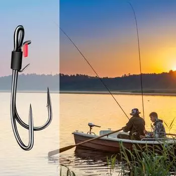 Yousheng 5/10 шт. двойной рыболовный крючок, прочный держатель для живой наживки для креветок, крючок с зазубринами, рыболовный крючок для пресноводной соленой воды, рыболовные принадлежности L 5pcs