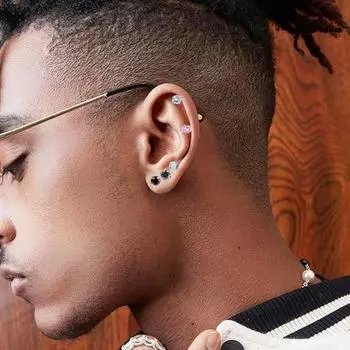 Yousheng 5/8 пар сережек-гвоздиков унисекс из нержавеющей стали с кубическим цирконием для взрослых, серьги-гвоздики со спиральной застежкой для клубной вечеринки и поездок на работу B