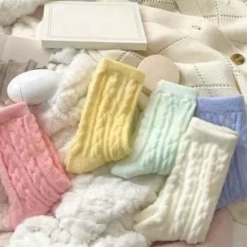 Yousheng 5 пар женских носков для бега, однотонные осенне-зимние носки, толстые плюшевые носки для повседневной носки, сна на открытом воздухе