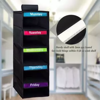 Yousheng 5-полочный детский подвесной шкаф-органайзер с настраиваемым дизайном этикеток, большая вместительная сумка для хранения повседневной одежды с 5 боковыми карманами белый