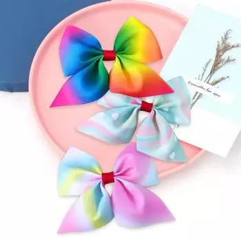 Yousheng 5 шт. детские заколки для волос градиентного цвета с радужным полосатым бантом декор для девочек заколки для волос аксессуары для волос подарок на Рождество в школу 5pcs