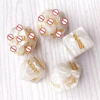 Yousheng 5 шт. игральные кости Naughty Dice Game Set светящиеся в темноте акриловые сексуальные любовные кости для вечеринки в паре с золотыми узорами чёрный