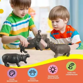 Yousheng 5 шт./компл. Фигурка бегемота игрушка обучающая забавная пластиковая модель бегемота для мальчиков и девочек дети реалистичный орнамент бегемота A