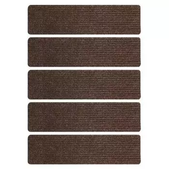 Yousheng 5 шт. моющиеся лестничные ступени нескользящие лестничные дорожки с резиновой подложкой без остатков ковер для деревянных ступеней безопасность детей и домашних животных 5pcs кофейный