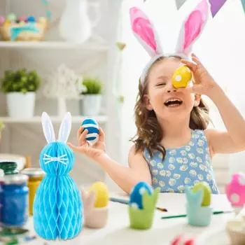 Yousheng 5 шт. пасхальные подвесные украшения в виде сот 3D-бумажный кролик-украшение в виде сот для пасхального центрального элемента домашнего декора 5pcs