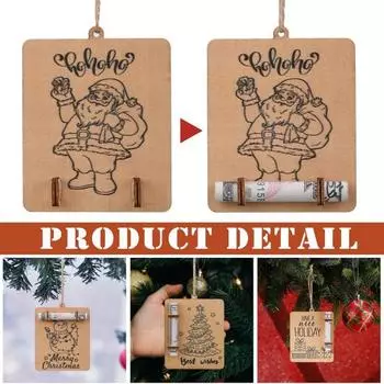 Yousheng 5 шт. рождественские держатели для денег деревянные Санта снеговик елочные чулки рождественские денежные карты праздничные подвесные украшения для подарка наличными 1 Set