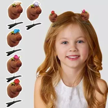 Yousheng 5 шт. шпильки для волос мультяшная кукла Капибара в солнцезащитных очках весенние заколки для волос декоративное украшение для волос 5pcs