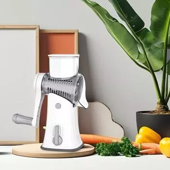 Yousheng 5-в-1 роторная терка для сыра и овощерезка с безопасным присоской Ручная роторная терка Универсальный кухонный гаджет для фруктов, овощей, орехов белый